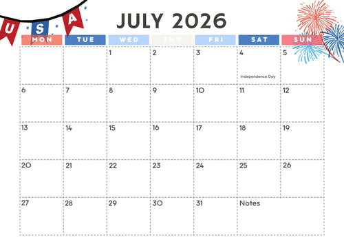 Back-to-School Digital Calendar 2026-2027