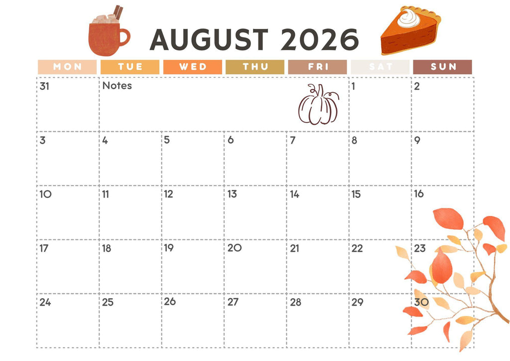 Back-to-School Digital Calendar 2026-2027