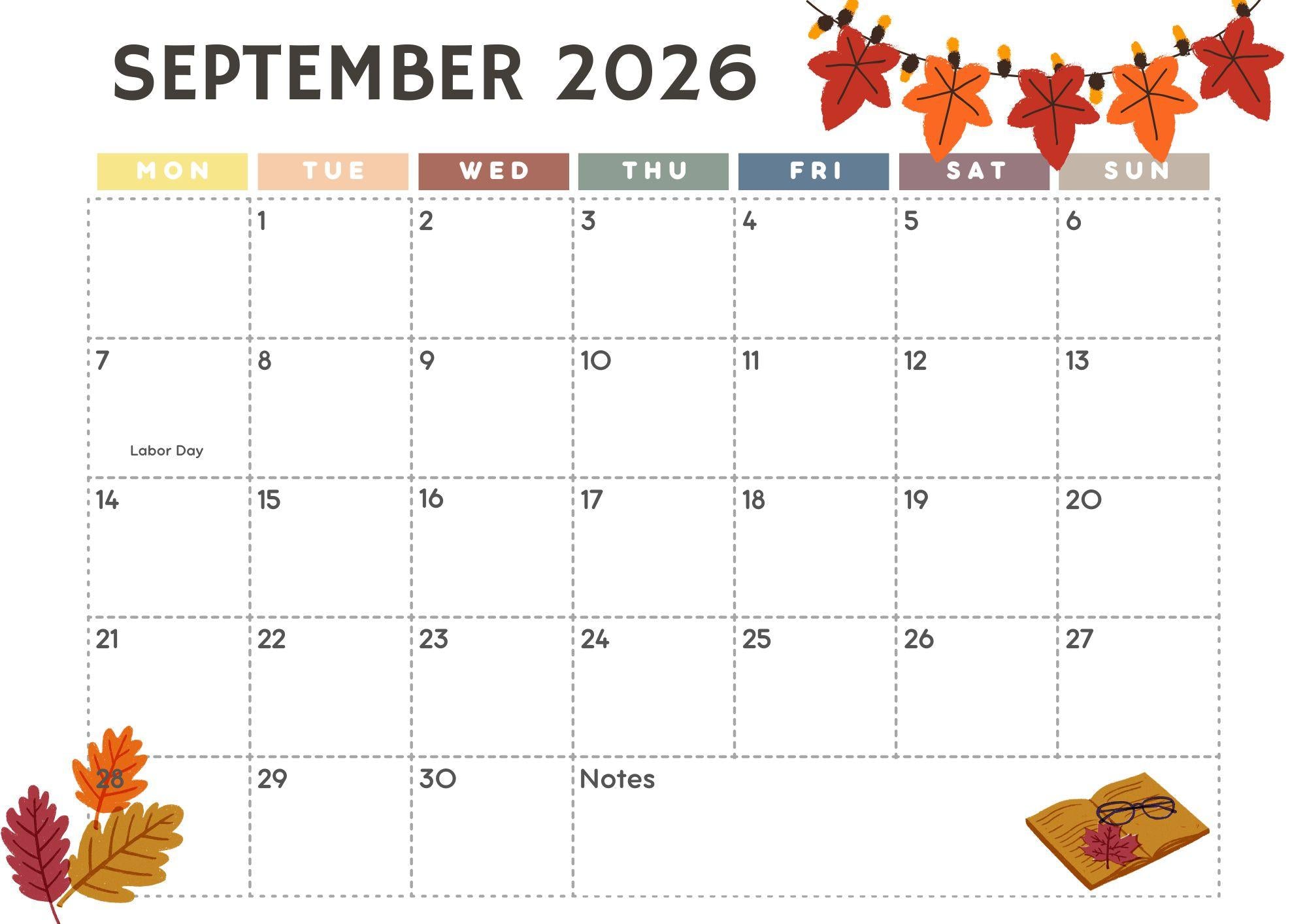Back-to-School Digital Calendar 2026-2027