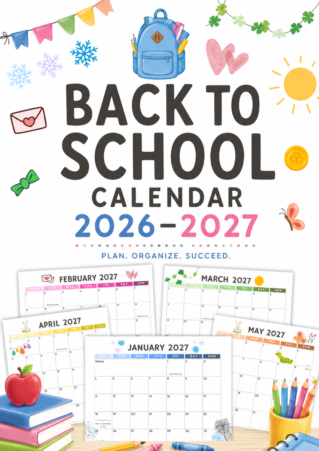 Back-to-School Digital Calendar 2026-2027