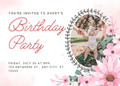 Editable Pink Floral Birthday Party Invitation | Canva Template (7in x 5in layout)
